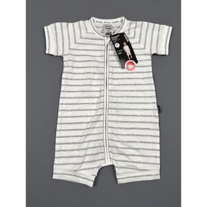 Bonds Wondersuit Zippy Romper Grey White Striped 12-18 Months Size 1 NWT